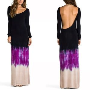 Blue Life Long Maxi Dress Open Back Cross Tie Dye Size XS Long Sleeve Nice!